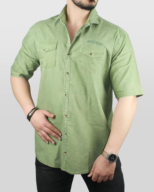 پیراهن آستین کوتاه کوتینگ سبز مدل 1464