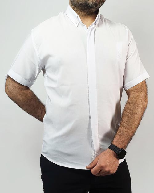 پیراهن مردانه آستین کوتاه سفید ساده مدل 1488